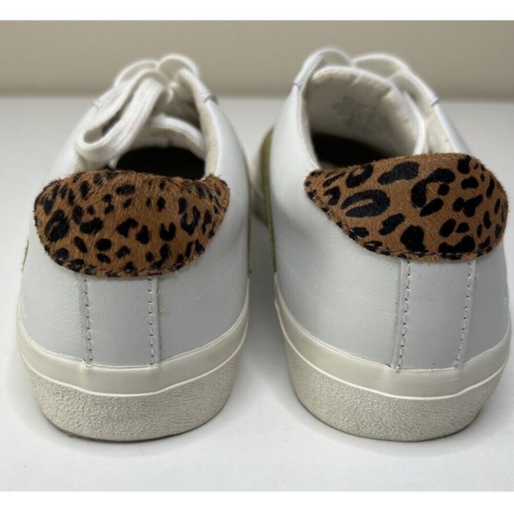 Madewell Sidewalk Sneakers White Leather Low Top Leopard Calf Hair EUC 8.5 - Picture 4 of 9